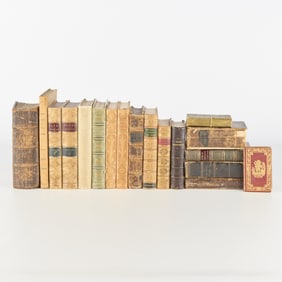 17 Antique Leather-Bound Books & Civil War Era Letter