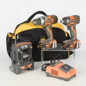 Group 2 Ridgid Cordless Drills & Misc. Tools