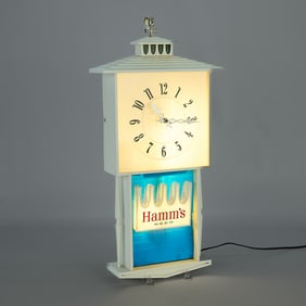 Vintage Hamm's Beer Clock Tower Sign