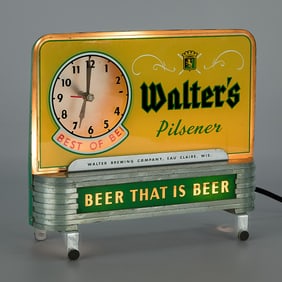 Vintage Walter's Pilsener Beer Clock Sign