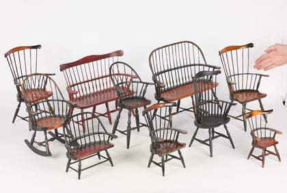 10 Miniature Windsor Chairs