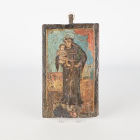 Spanish Colonial Wood Plaque of Saint