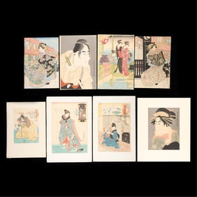 8 19th-20th c. Japanese Figural Woodblock Prints