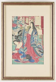 19th c. Japanese Ukiyo-e "Beauties" Woodblock Print