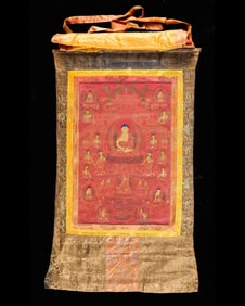 Tibetan Buddhist Contemporary Hanging Red Thangka