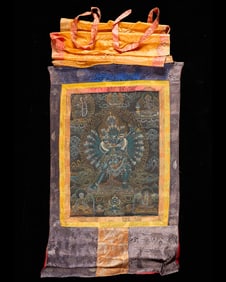 Tibetan Buddhist Hanging Contemporary Blue Thangka