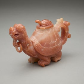 Old Chinese Carved Hardstone Turtle Dragon Vase