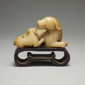 Old Chinese Carved Jade/Hardstone Dog Figure