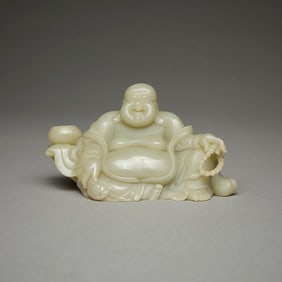 Chinese Carved Jade/Hardstone Buddha Figure