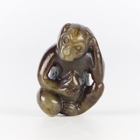 Chinese Carved Jade Monkey Figure
