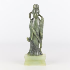 Chinese Carved Jade Hardstone Guanyin Figure