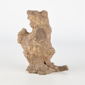 Antique Chinese Root Form Wooden Scholar's Pot