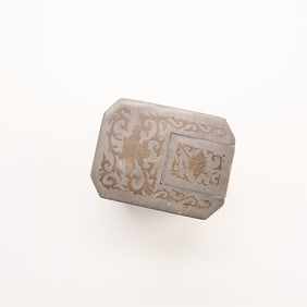 Chinese Pewter Brass Inlay Tea Caddy