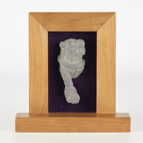 Indian Schist Carving of Lion in Frame