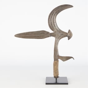 African Ceremonial Scimtar Knife w/ Stand
