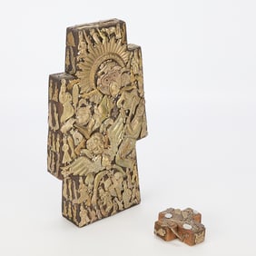 2 Mexican Folk Art Milagro Votive Crosses