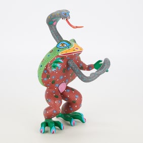 Oaxacan Folk Art Carved Wood Frog/Snake Alebrije