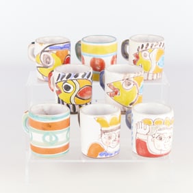 Set 8 De Simone Italian Ceramic Cups & Saucers