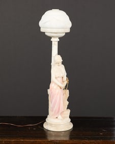 Italian Style Alabaster Torchiere Figural Lamp