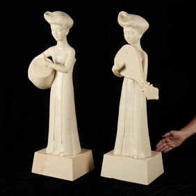 Set 2 Resin Musician Sculptures w/ Bases
