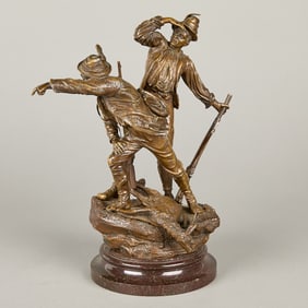 Austrian Style Cold-Painted "Two Hunters" Bronze