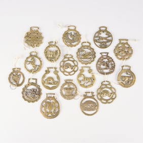 Group 18 Vint. Brass Horse Medallions