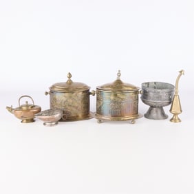 6 Vintage Brass/Copper Vessels