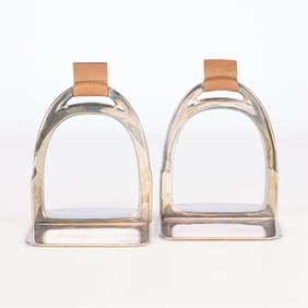 Pr Ralph Lauren Derbyshire Silver Stirrup Bookends