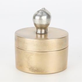 Roux Roux Pewter Bald Man Smiling Drawer Pull Box