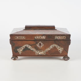 19th c. Mother-of-Pearl Inlaid Tea Caddy
