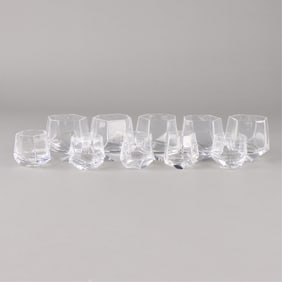 10 Arcoroc Style Geometric Whiskey Glasses