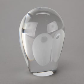 Dreutler for Royal Krona Art Glass Owl Paperweight