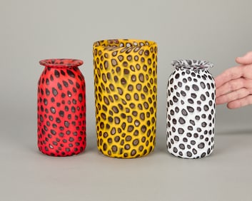 3 Italian Oggetti Art Glass Vases