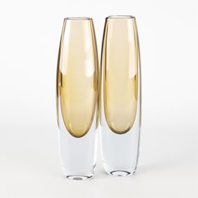 Pair Mid-Century Stromberg Swedish Art Glass Vases