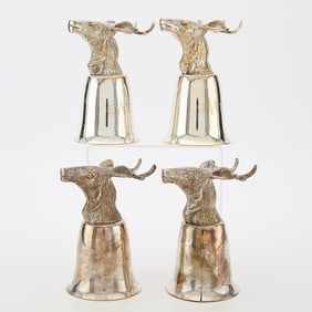 Set 4 Silverplate Stag Hunt Cups 1289.6 g
