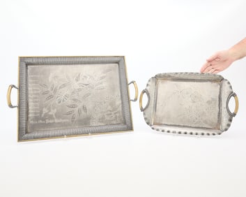 2 B. Rodgers Silverplate Christmas Serving Trays