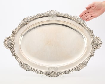 Large Sheffield Silverplate Platter Armorial 2578.3 g