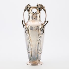 Style of Dautzenberg Art Nouveau Silverplate Vase