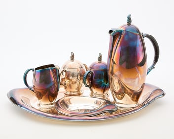 20th c. Rogers Bros. "Flair" Silverplate Tea Set