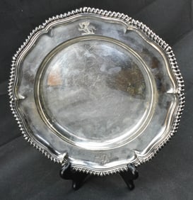 Elkington & Co. Engraved Round Silver Plated Tray