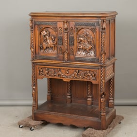 Belgian Medieval Gothic Style Wooden Cabinet
