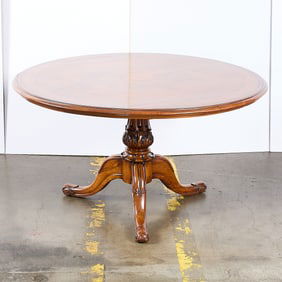 Rounded Carved Wood Dining Room Table