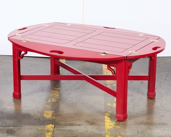 Vintage Red Lacquer Butler's Tray Coffee Table