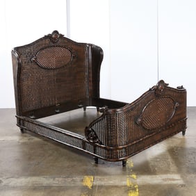 Vintage Ralph Lauren Wicker Sleigh Bed Frame