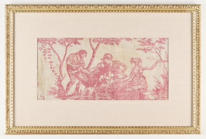 Antique French Toile Fabric Remnant