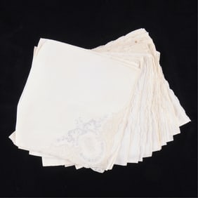 Group of 12 Vintage Linen Embroidered Napkins