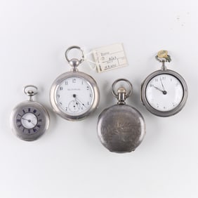 Group 4 Sterling & Coin Silver Pocket Watches