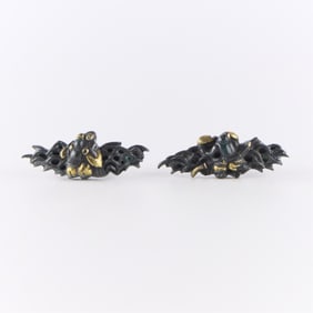 2 Asian Figural Menuki Ornament Cufflinks