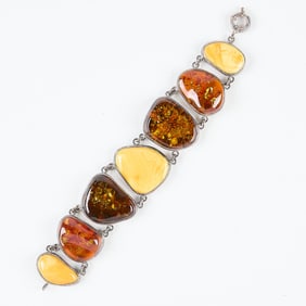 Sterling Silver & Amber Bracelet