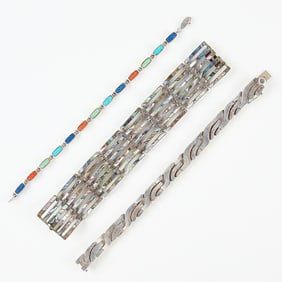 3 Mexican Sterling Bracelets